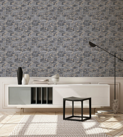 Livingwalls Alena St. Petersburg Vinyl-Vliestapete Grau Gold Schwarz 10,05 m x 0,53 m