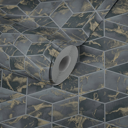 Livingwalls Alena St. Petersburg Vinyl-Vliestapete Grau Gold Schwarz 10,05 m x 0,53 m