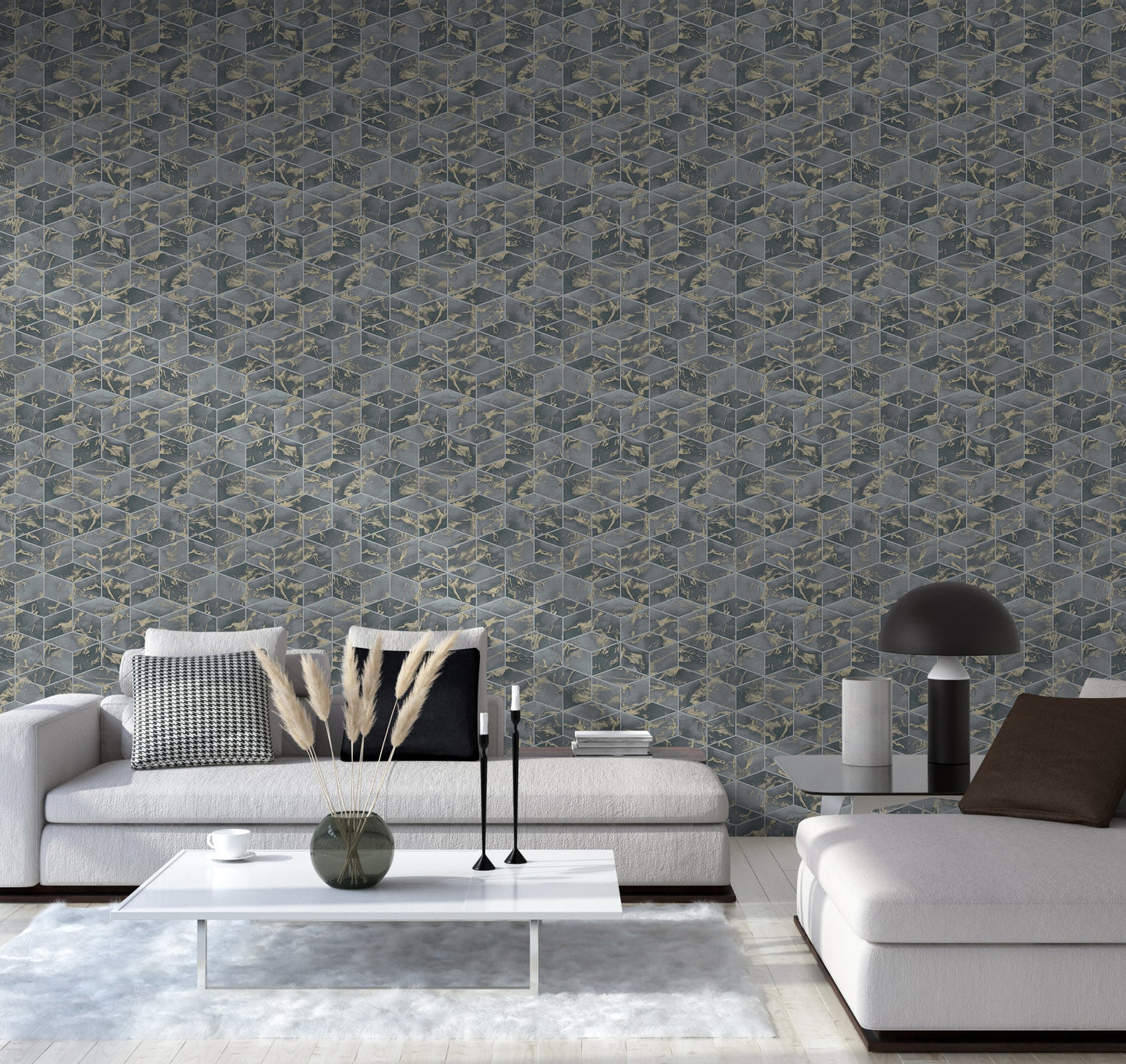 Livingwalls Alena St. Petersburg Vinyl-Vliestapete Grau Gold Schwarz 10,05 m x 0,53 m