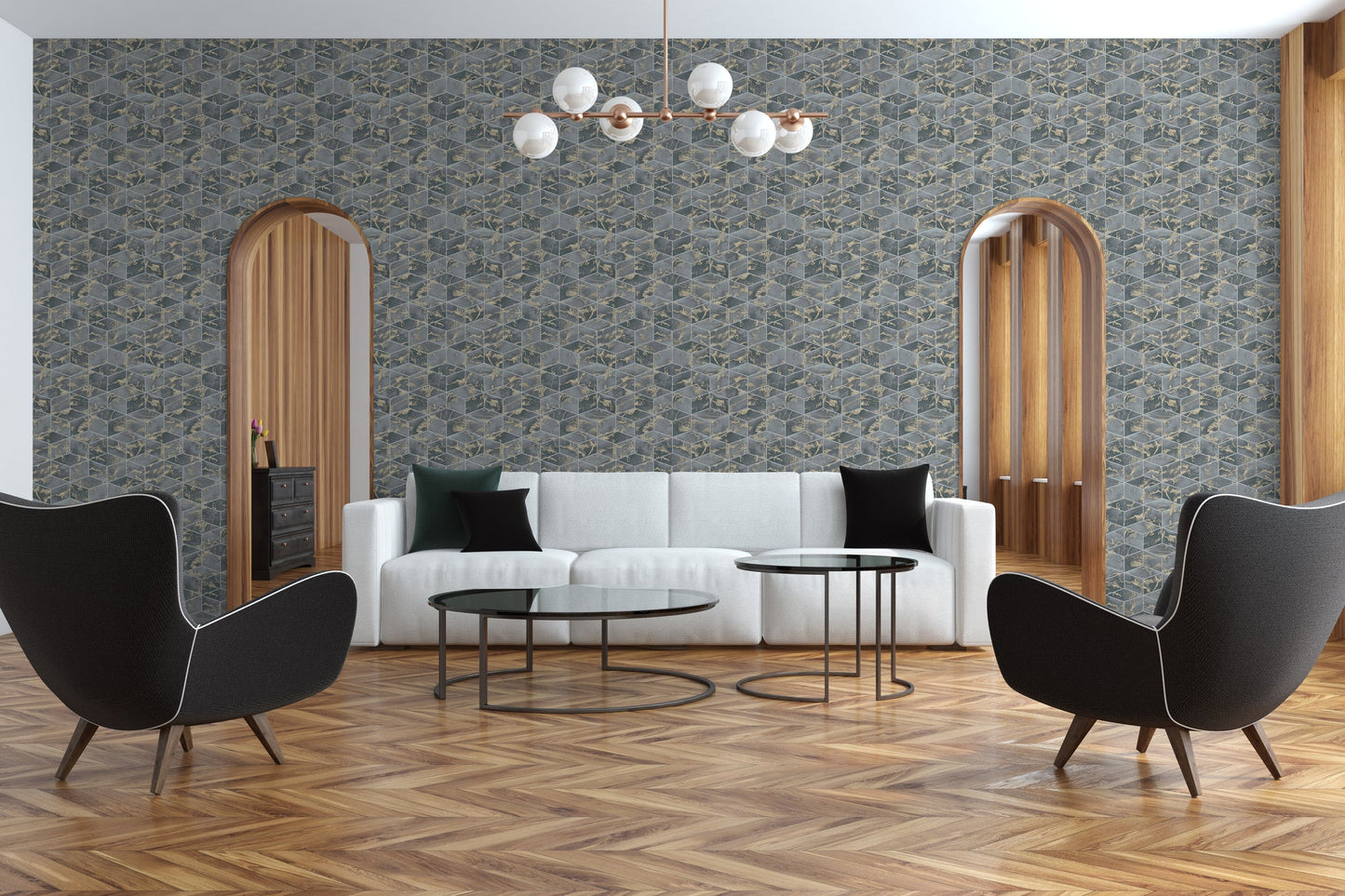 Livingwalls Alena St. Petersburg Vinyl-Vliestapete Grau Gold Schwarz 10,05 m x 0,53 m