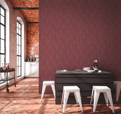 Livingwalls Ava New York Design Vliestapete Rot Grau 10,05 m x 0,53 m
