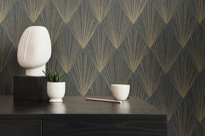 Livingwalls Ava New York Vinyl-Vliestapete Schwarz Gold Grau 10,05 m x 0,53 m