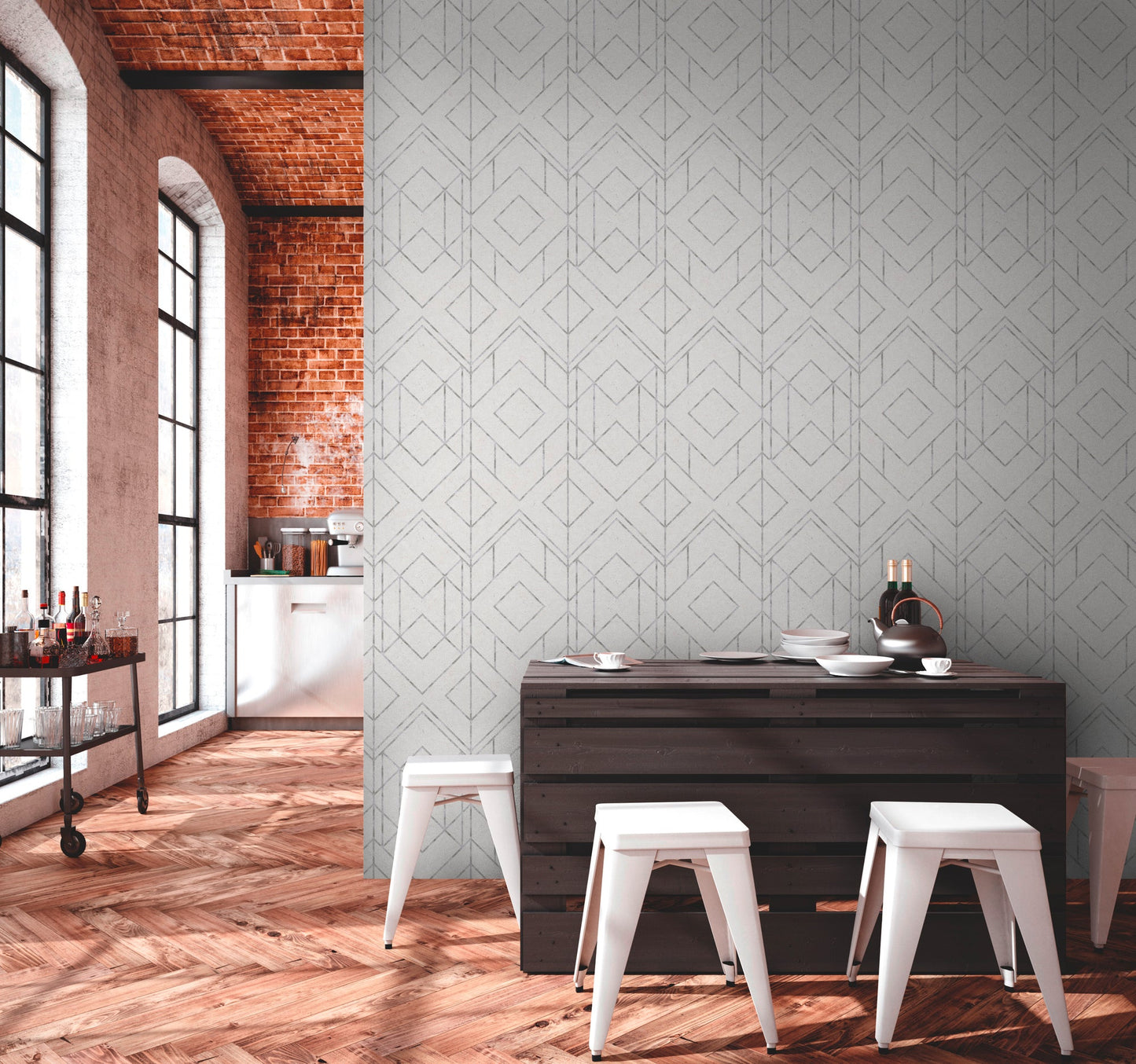 Livingwalls Ava New York Vinyl-Vliestapete Weiß Grau 10,05 m x 0,53 m