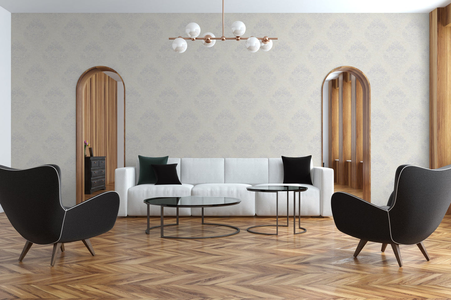 Livingwalls Alena St. Petersburg Ornament Vliestapete Weiß Silber Grau 10,05 m x 0,53 m
