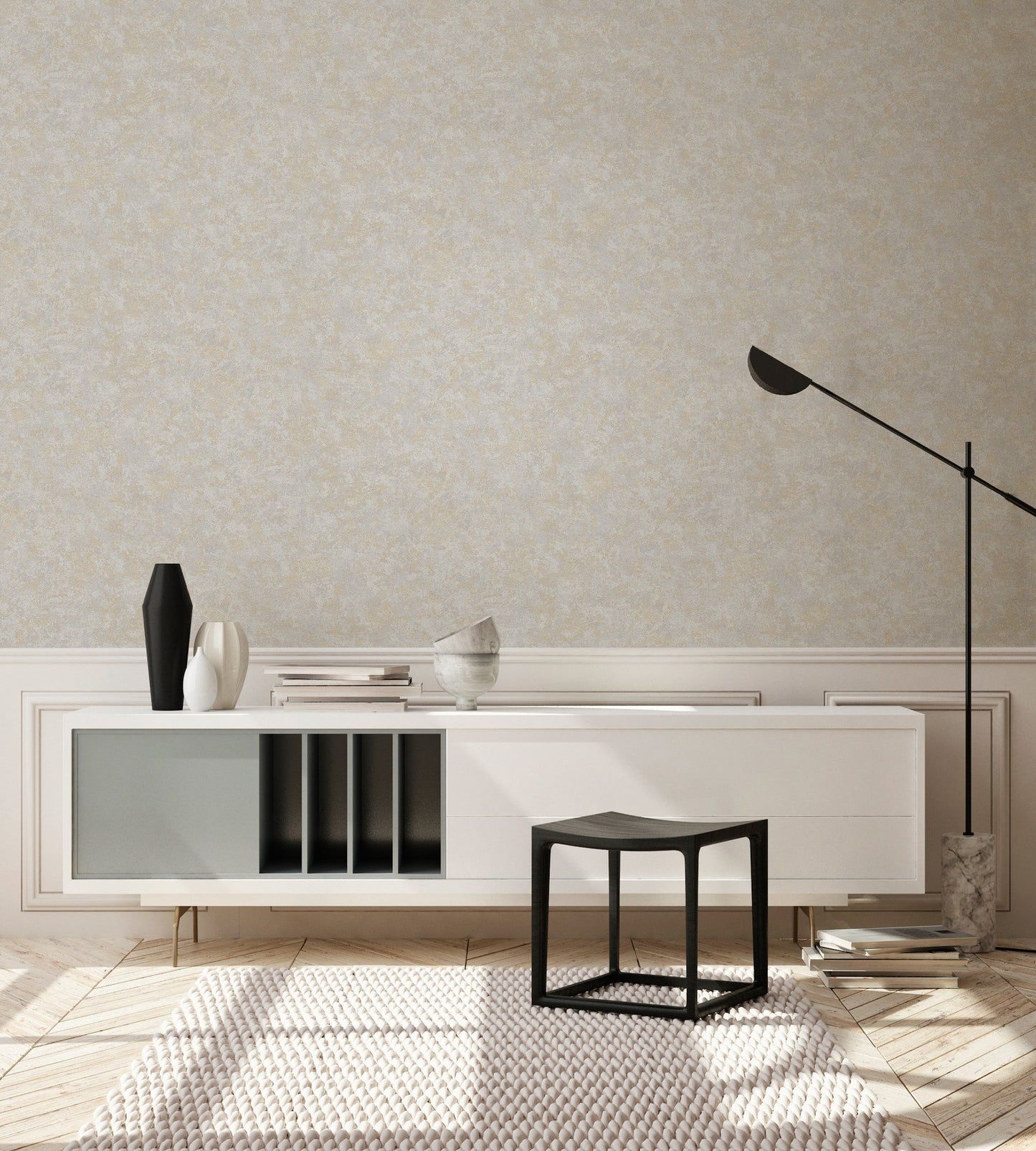 Livingwalls Alena St. Petersburg Vinyl-Vliestapete Grau Gold Weiß 10,05 m x 0,53 m