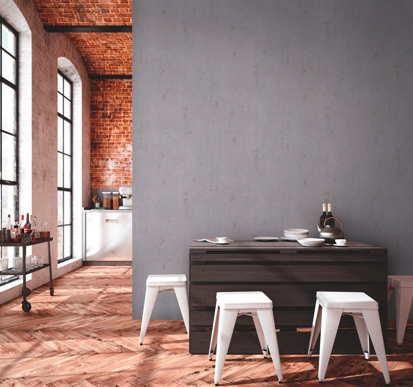 Livingwalls Ava New York Uni Vliestapete Grau Braun 10,05 m x 0,53 m