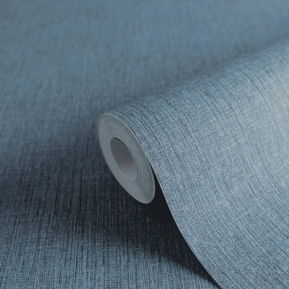 Mustertapete Leinen Jeansblau Klassisch - 10,05 m x 0,53 m