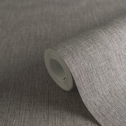 Strukturtapete Leinen Anthrazit Elegant - 10,05 m x 0,53 m