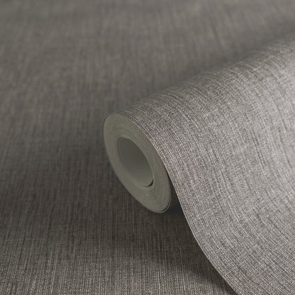 Mustertapete Leinen Anthrazit Elegant - 10,05 m x 0,53 m