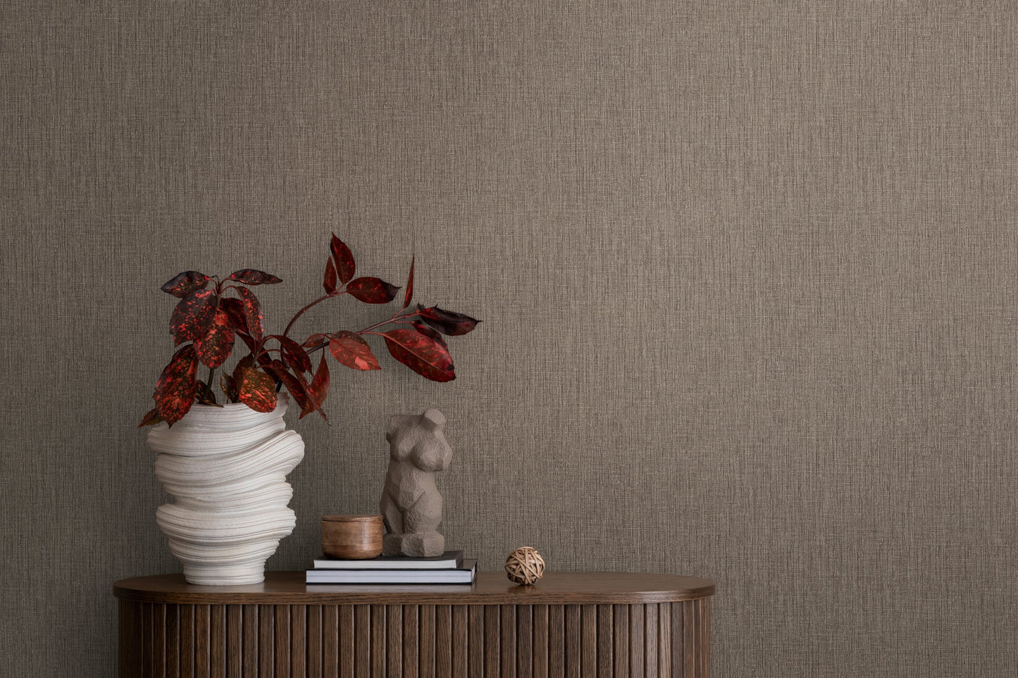 Mustertapete Leinen Anthrazit Elegant - 10,05 m x 0,53 m