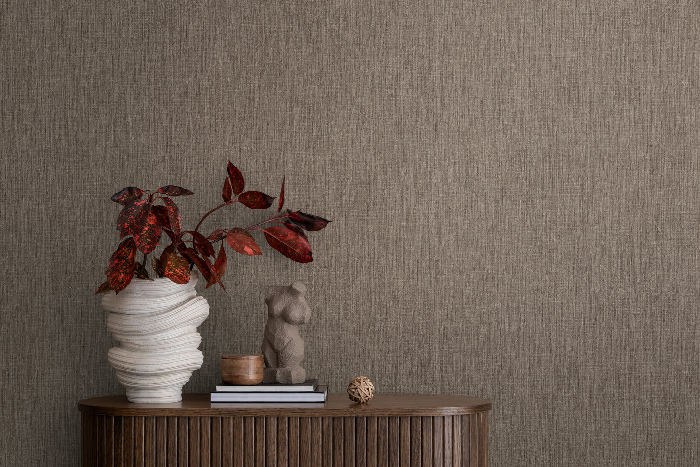 Mustertapete Leinen Anthrazit Elegant - 10,05 m x 0,53 m