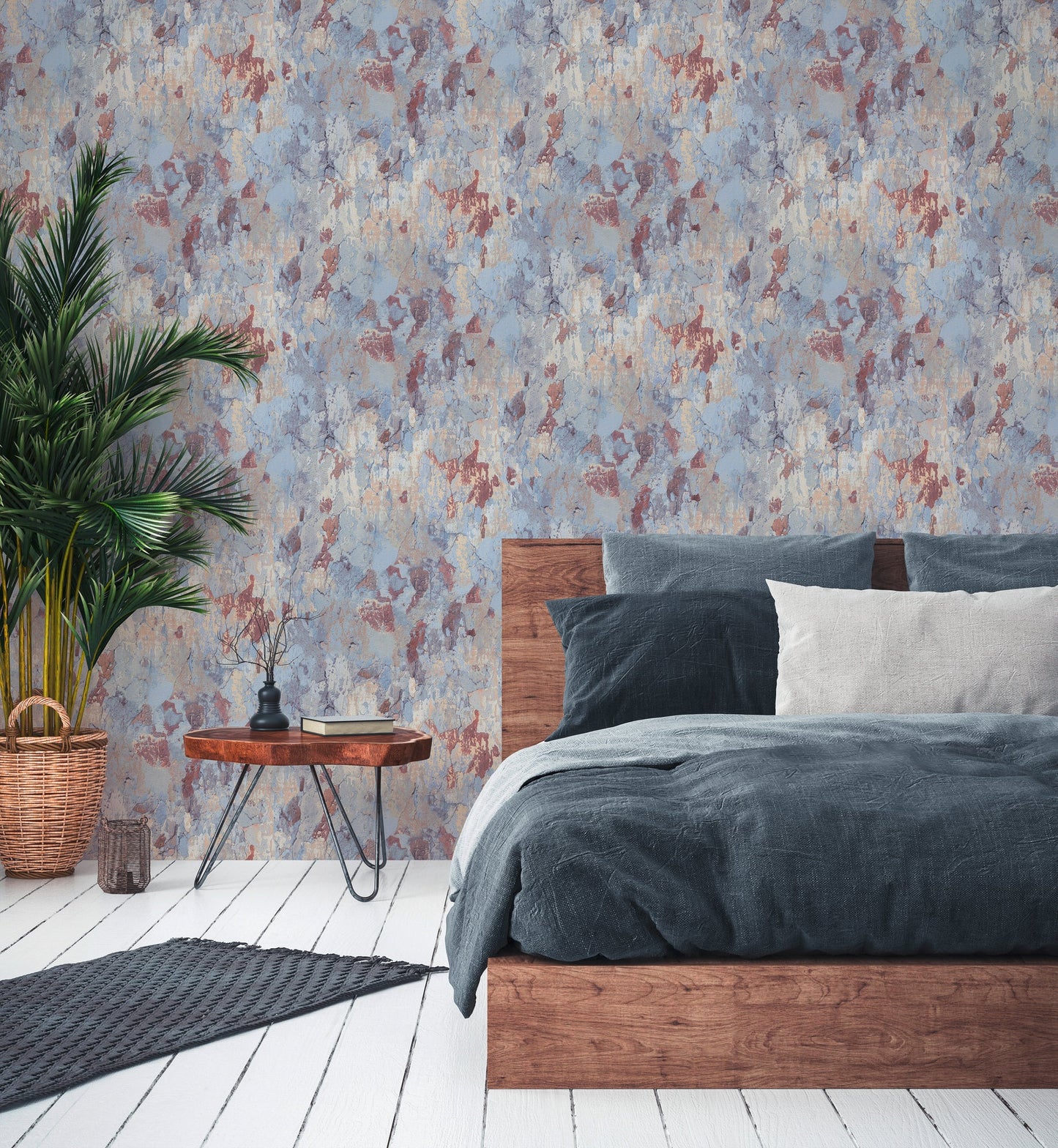 Livingwalls Antonio Barcelona Vinyl-Vliestapete Blau Rot Beige Creme 10,05 m x 0,53 m