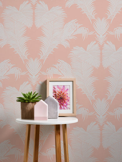 Trendwall 2 Dschungel Vliestapete Rosa Weiß 10,05 m x 0,53 m