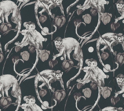 Michalsky Living 4 Mad Monkeys Design Vliestapete Schwarz Grau 10,05 m x 0,53 m