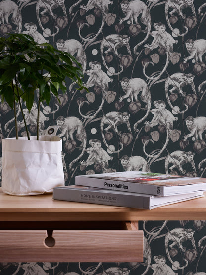 Michalsky Living 4 Mad Monkeys Design Vliestapete Schwarz Grau 10,05 m x 0,53 m