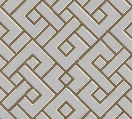 Michalsky Living 4 Magic Meander Design Vliestapete Grau Gold Weiß 10,05 m x 0,53 m