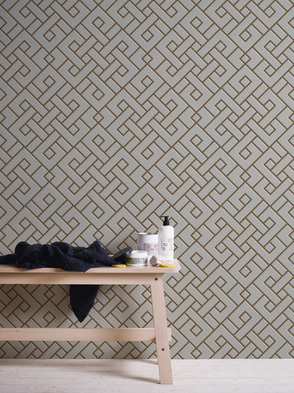 Michalsky Living 4 Magic Meander Design Vliestapete Grau Gold Weiß 10,05 m x 0,53 m