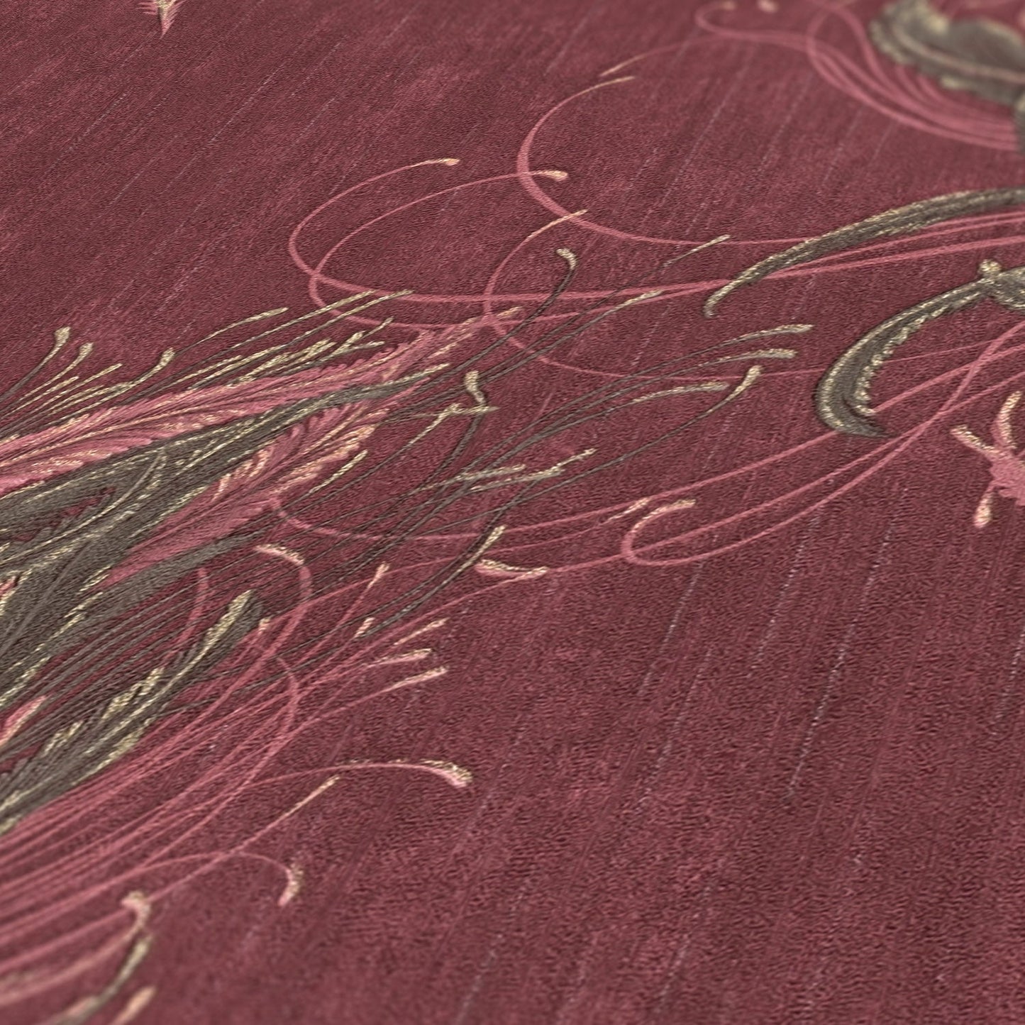 Livingwalls Mata Hari Vinyl-Vliestapete Rot Braun Gold Rosa 10,05 m x 0,53 m