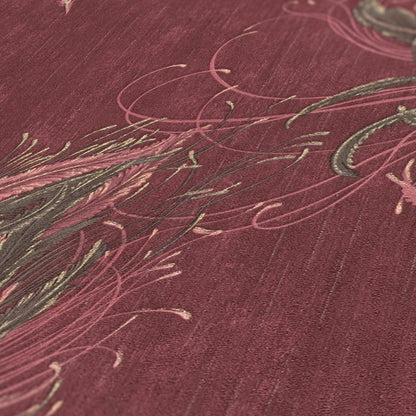 Livingwalls Mata Hari Vinyl-Vliestapete Rot Braun Gold Rosa 10,05 m x 0,53 m