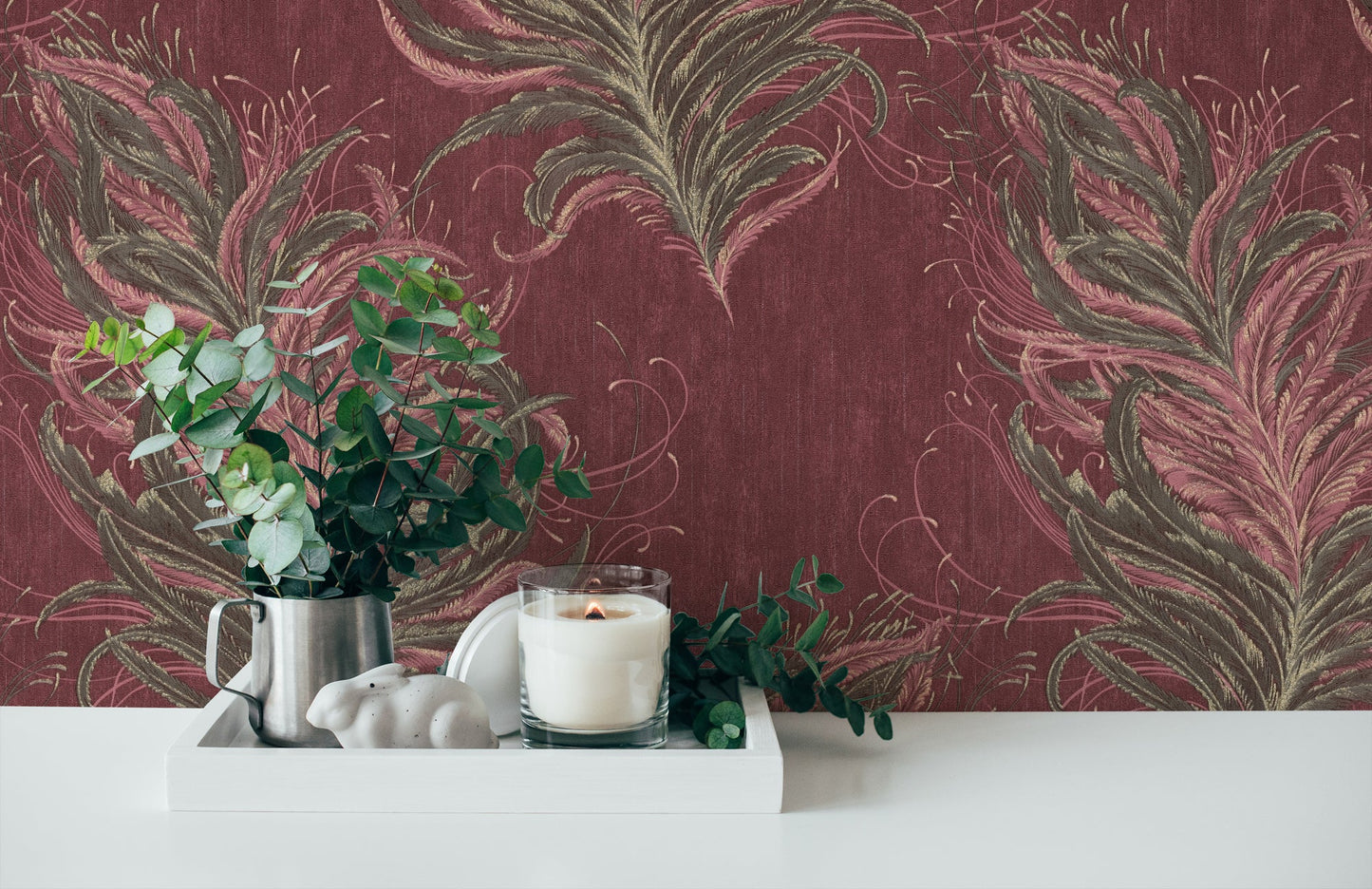Livingwalls Mata Hari Vinyl-Vliestapete Rot Braun Gold Rosa 10,05 m x 0,53 m