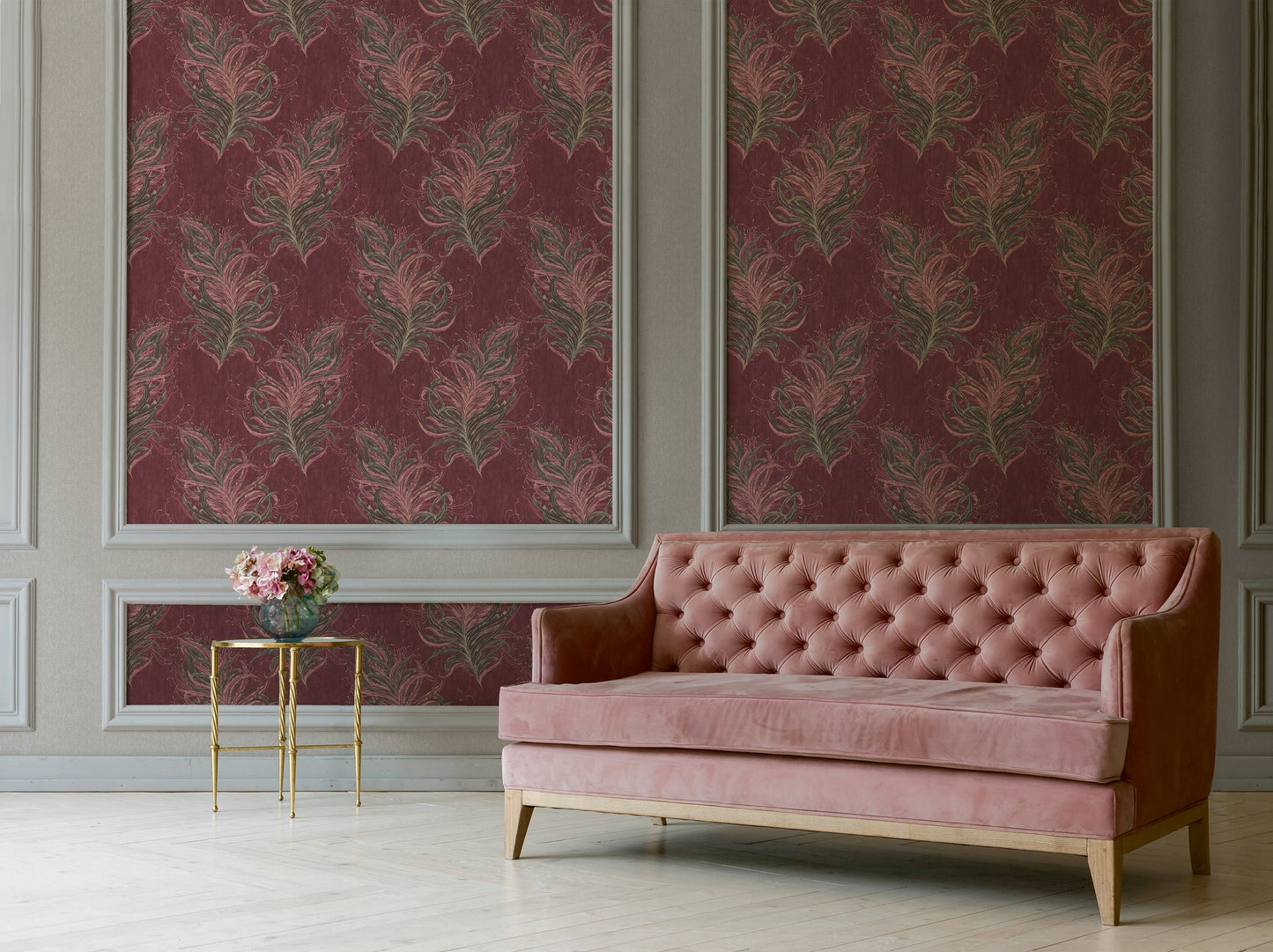 Livingwalls Mata Hari Vinyl-Vliestapete Rot Braun Gold Rosa 10,05 m x 0,53 m
