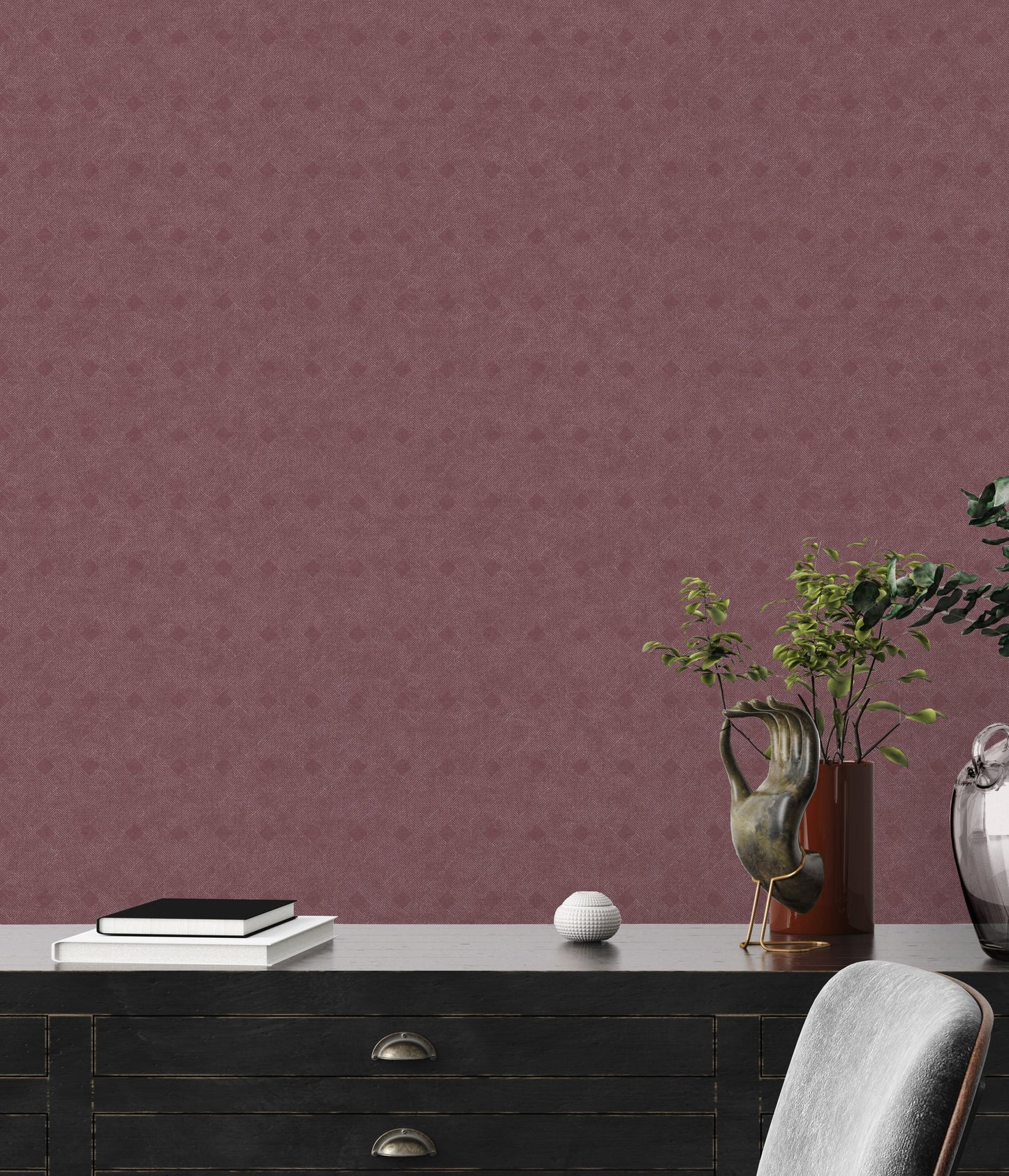 Cuba Geometrische Vliestapete Rot Metallic 10,05 m x 0,53 m