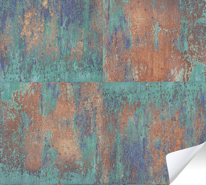 The Wallcover Tapete selbstklebend im Industrial Look Braun Türkis 8,40 m x 0,53 m