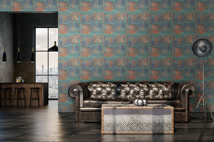 The Wallcover Tapete selbstklebend im Industrial Look Braun Türkis 8,40 m x 0,53 m