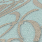 Livingwalls Mata Hari Vinyl-Vliestapete Türkis Braun Blau 10,05 m x 0,53 m