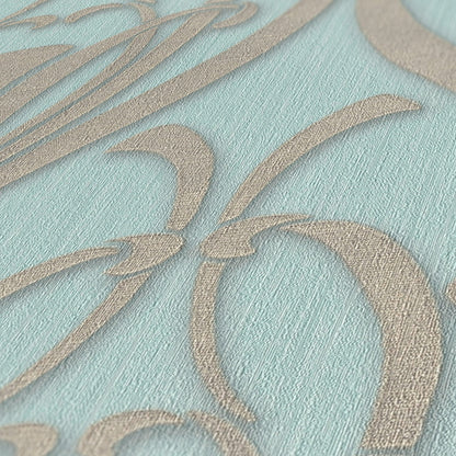 Livingwalls Mata Hari Vinyl-Vliestapete Türkis Braun Blau 10,05 m x 0,53 m