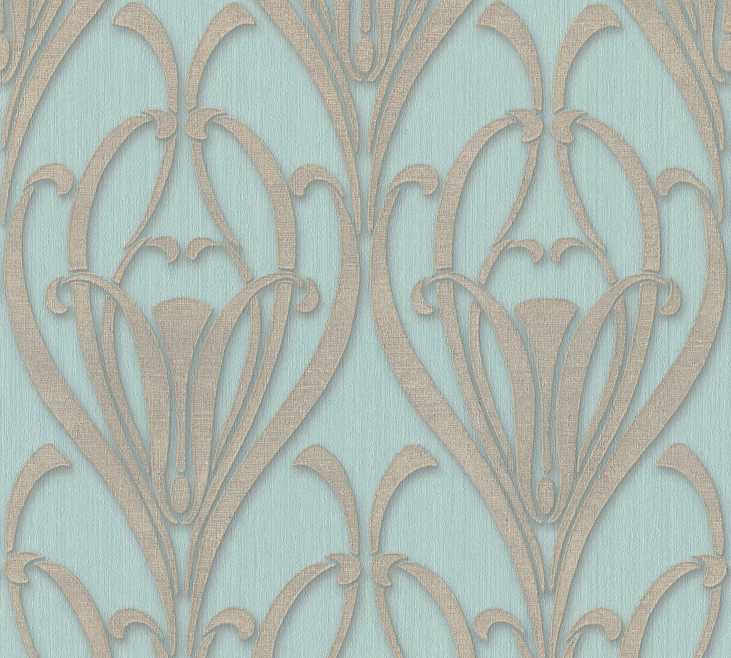 Livingwalls Mata Hari Vinyl-Vliestapete Türkis Braun Blau 10,05 m x 0,53 m