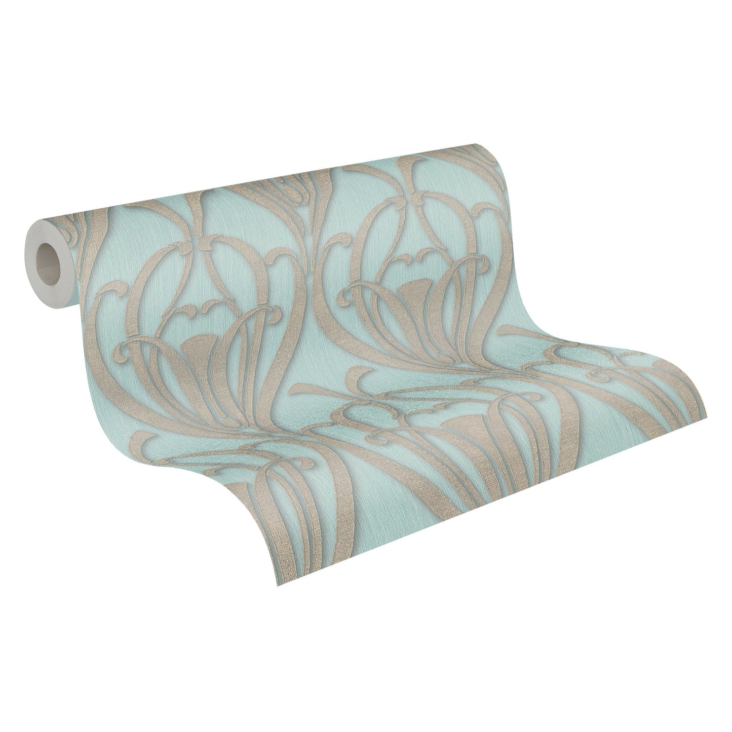 Livingwalls Mata Hari Vinyl-Vliestapete Türkis Braun Blau 10,05 m x 0,53 m