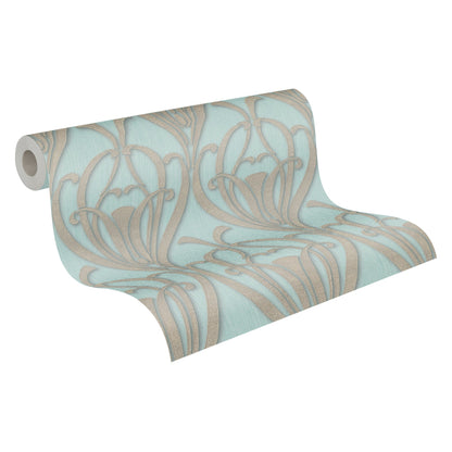 Livingwalls Mata Hari Vinyl-Vliestapete Türkis Braun Blau 10,05 m x 0,53 m