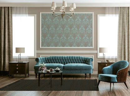 Livingwalls Mata Hari Vinyl-Vliestapete Türkis Braun Blau 10,05 m x 0,53 m