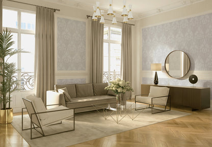 Livingwalls Mata Hari Vinyl-Vliestapete Weiß Creme 10,05 m x 0,53 m