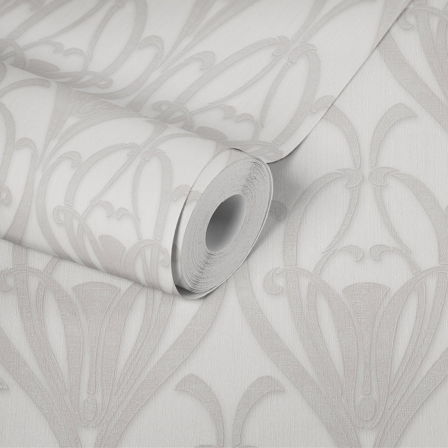 Livingwalls Mata Hari Vinyl-Vliestapete Grau Weiß 10,05 m x 0,53 m