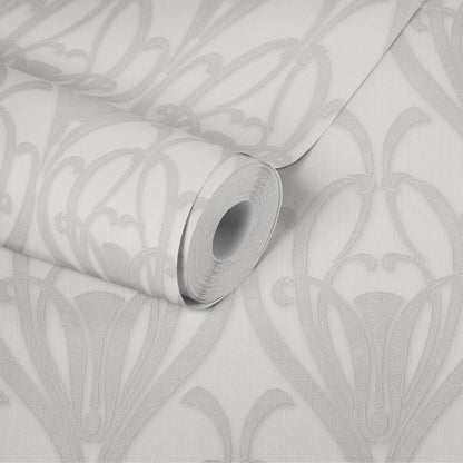 Livingwalls Mata Hari Vinyl-Vliestapete Grau Weiß 10,05 m x 0,53 m