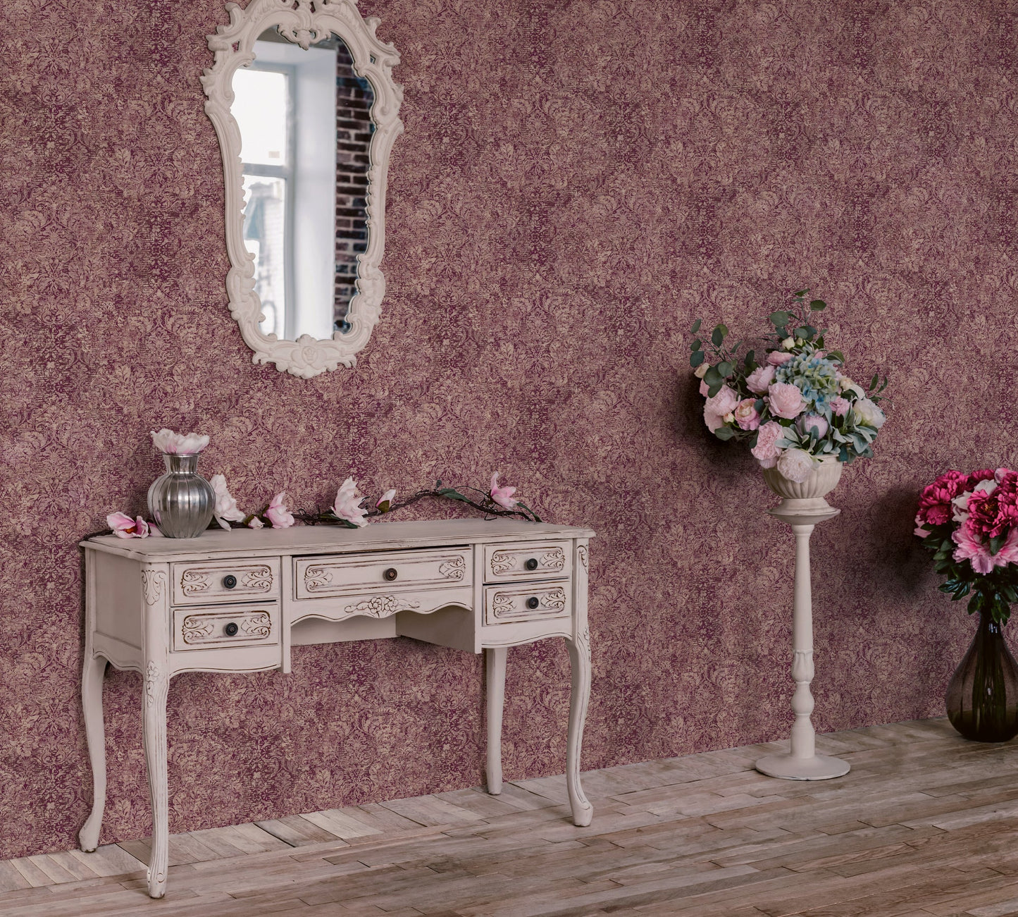 Livingwalls Mata Hari Vintage Vliestapete Rosa Rot Lila 10,05 m x 0,53 m