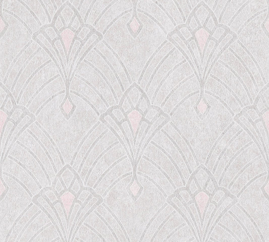 Livingwalls Mata Hari Vinyl-Vliestapete Creme Rosa Grau 10,05 m x 0,53 m