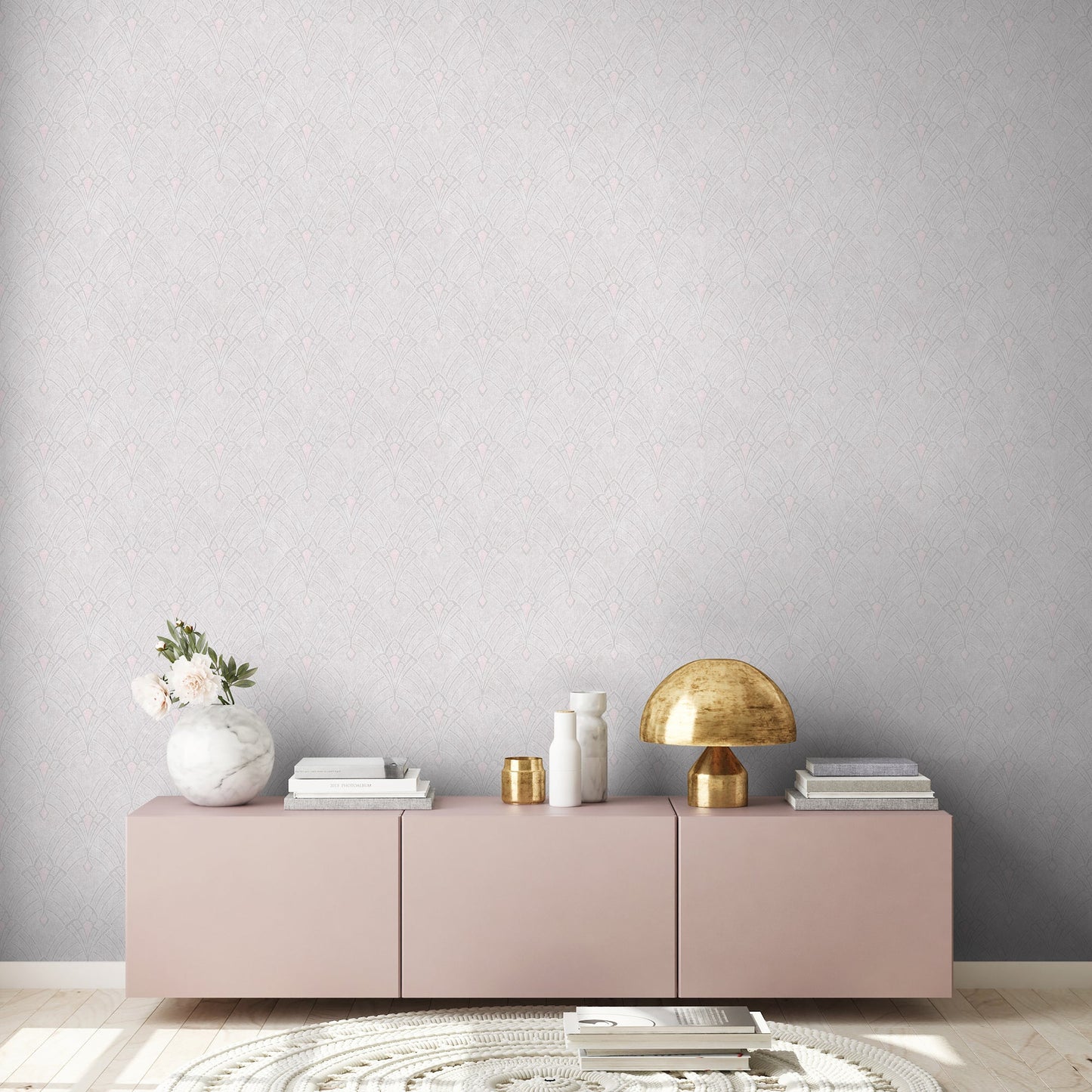 Livingwalls Mata Hari Vinyl-Vliestapete Creme Rosa Grau 10,05 m x 0,53 m