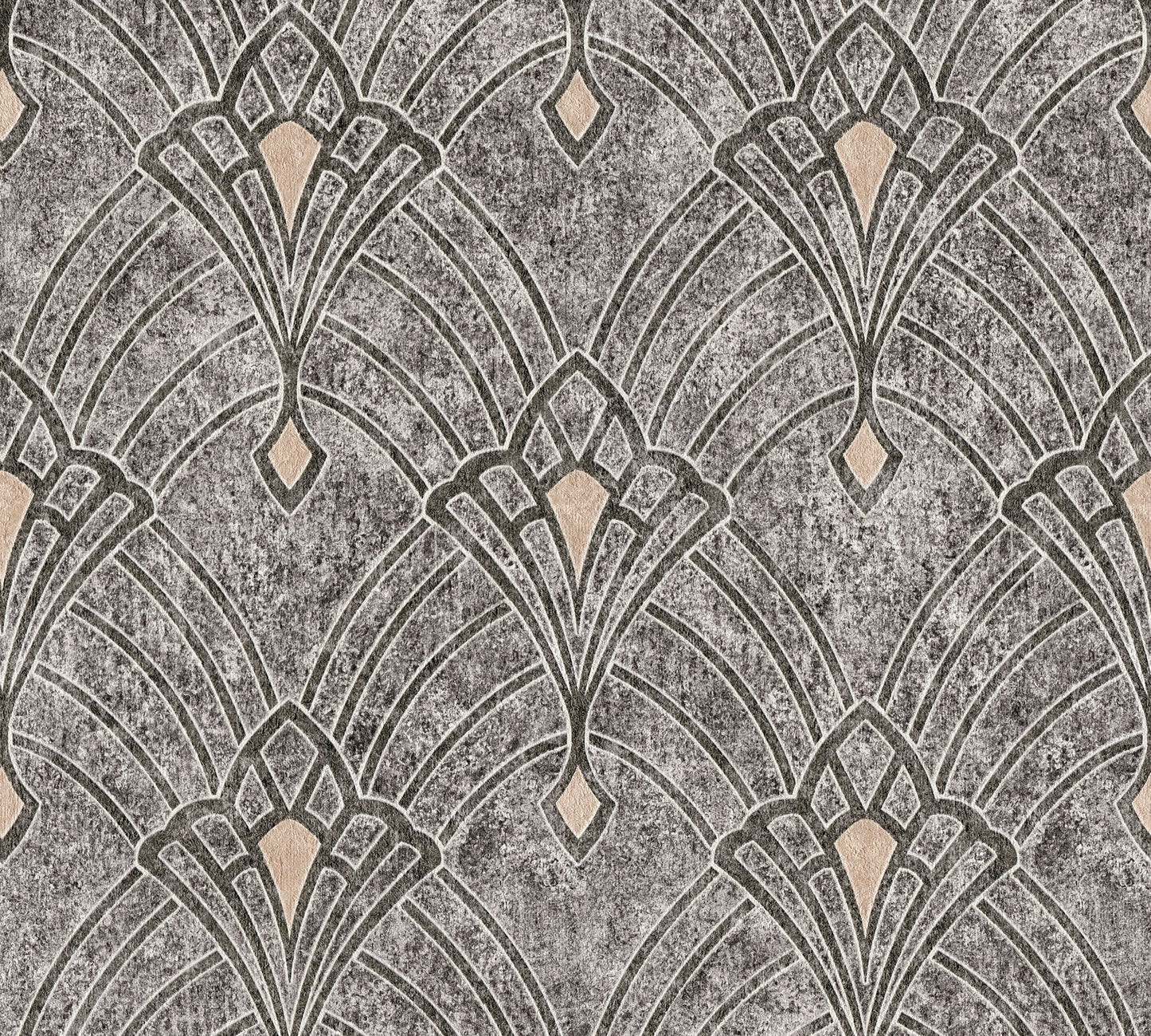 Livingwalls Mata Hari Vinyl-Vliestapete Grau Schwarz Beige 10,05 m x 0,53 m
