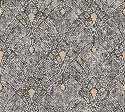 Livingwalls Mata Hari Vinyl-Vliestapete Grau Schwarz Beige 10,05 m x 0,53 m