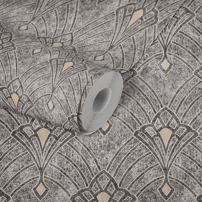 Livingwalls Mata Hari Vinyl-Vliestapete Grau Schwarz Beige 10,05 m x 0,53 m