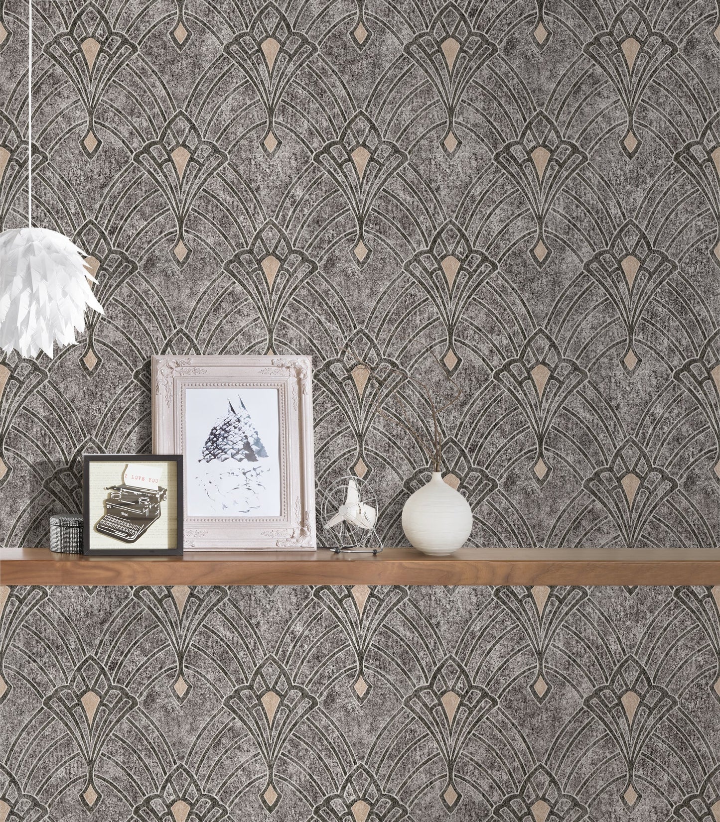 Livingwalls Mata Hari Vinyl-Vliestapete Grau Schwarz Beige 10,05 m x 0,53 m