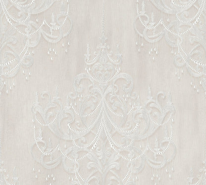 Livingwalls Mata Hari Vinyl-Vliestapete Weiß Grau 10,05 m x 0,53 m