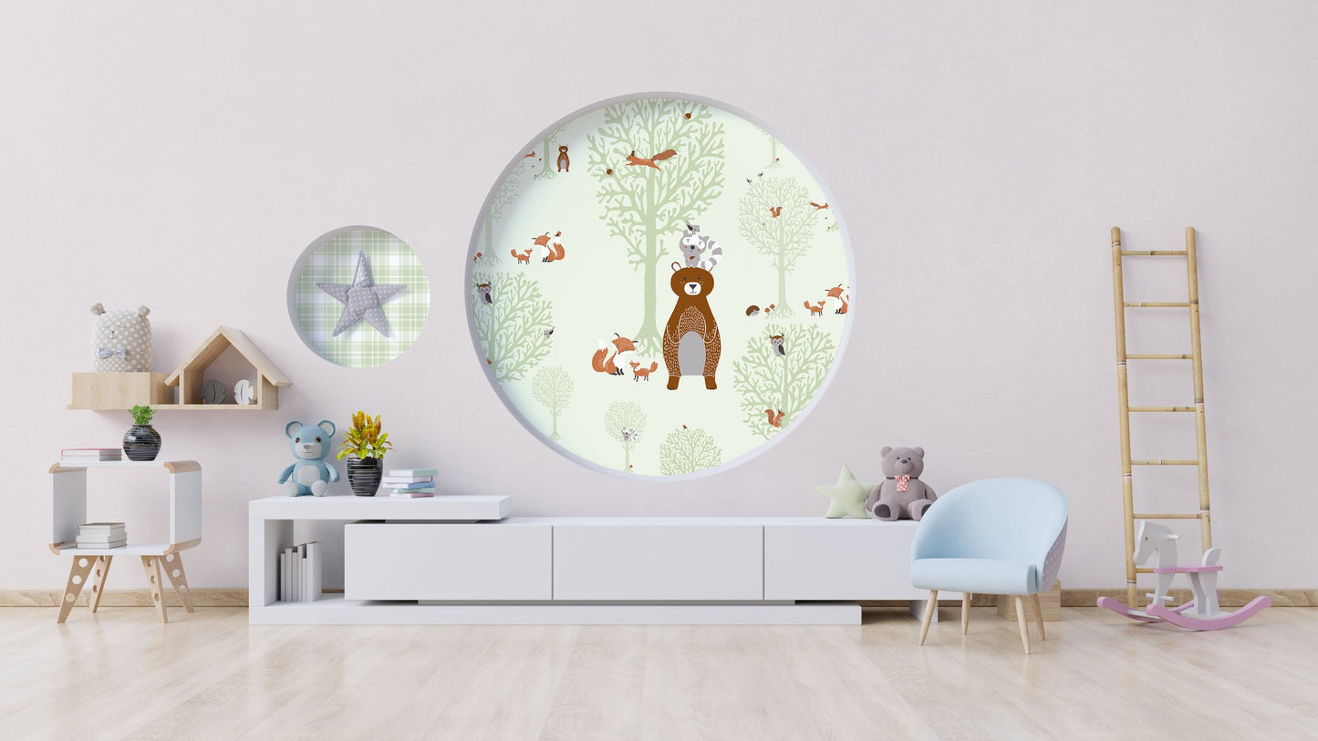 Fototapete Waldtiere Mint - 1,59 m x 2,80 m
