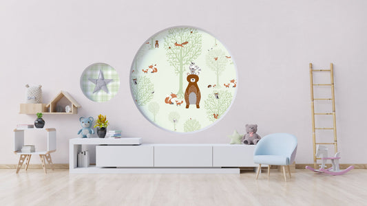 Fototapete Waldtiere Mint - 1,59 m x 2,80 m