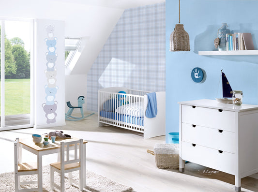 Fototapete Teddybären Blau Grau - 1,59 m x 2,80 m