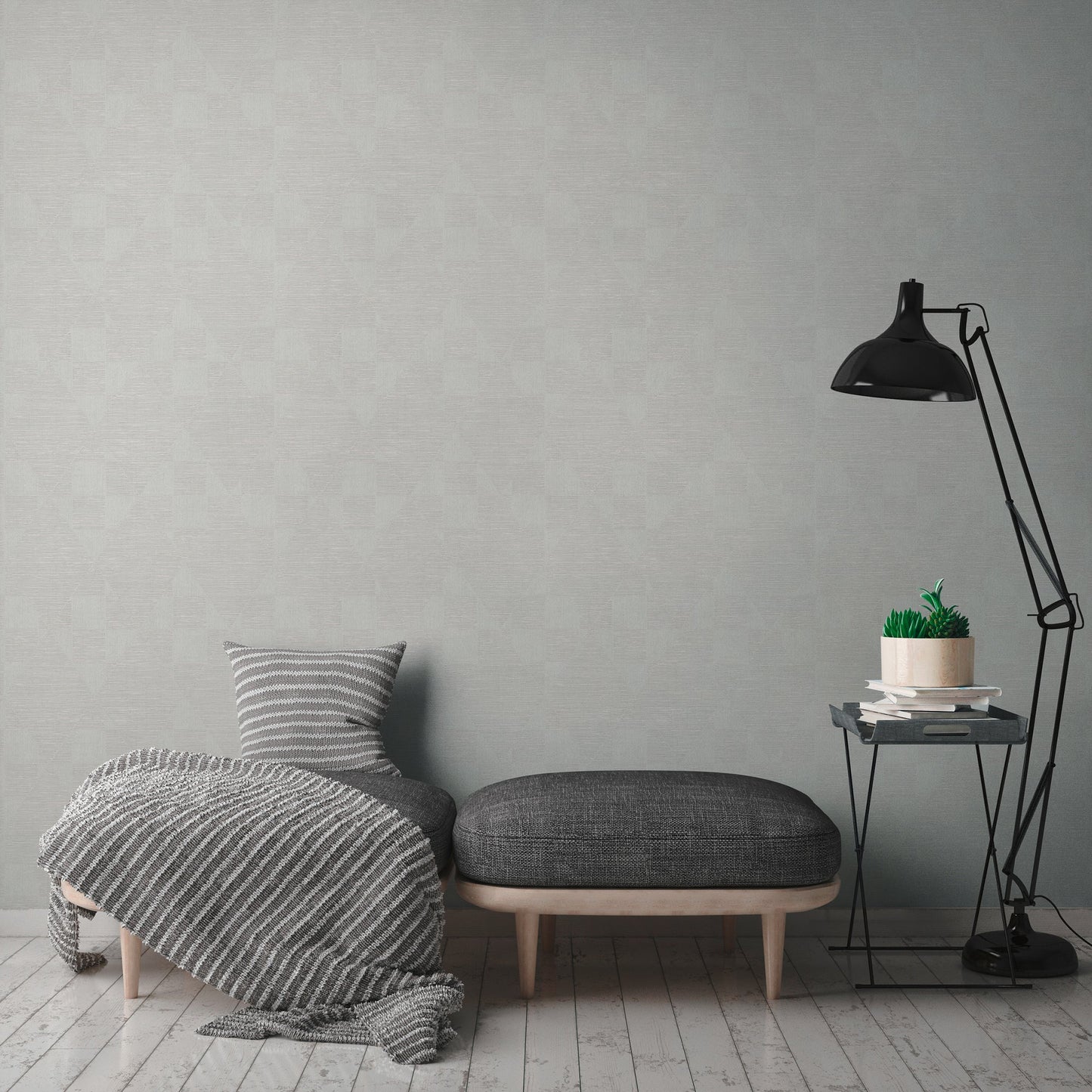 Livingwalls Titanium 3 Geometrische Vliestapete Weiß Grau 10,05 m x 0,53 m