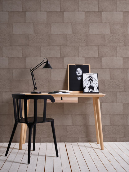 Livingwalls Titanium 3 Vliestapete Steinoptik Braun 10,05 m x 0,53 m